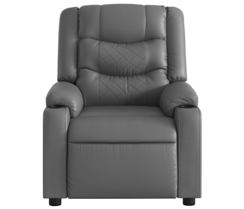 Sillón reclinable eléctrico de cuero sintético gris