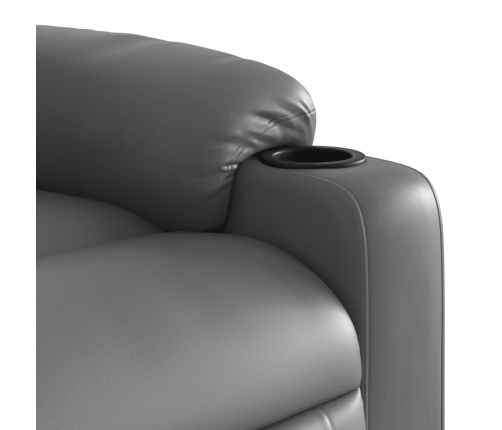 Sillón reclinable eléctrico de cuero sintético gris