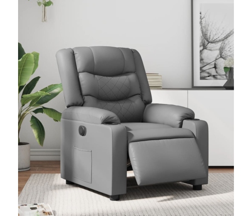 Sillón reclinable eléctrico de cuero sintético gris