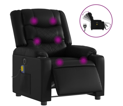 Sillón de masaje reclinable eléctrico cuero sintético negro