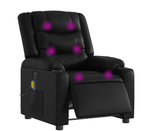 Sillón de masaje reclinable eléctrico cuero sintético negro