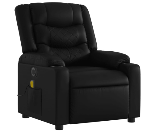 Sillón de masaje reclinable eléctrico cuero sintético negro