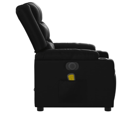 Sillón de masaje reclinable eléctrico cuero sintético negro