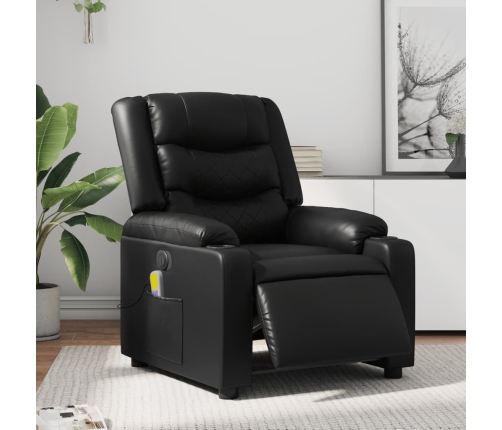 Sillón de masaje reclinable eléctrico cuero sintético negro