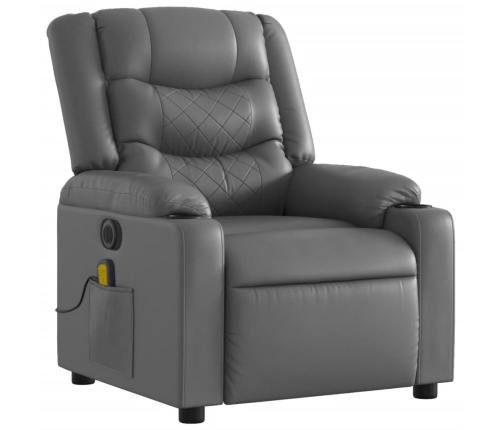 Sillón de masaje reclinable eléctrico cuero sintético gris