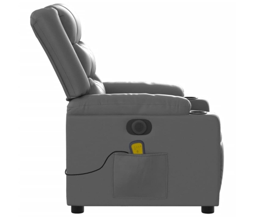 Sillón de masaje reclinable eléctrico cuero sintético gris