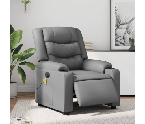 Sillón de masaje reclinable eléctrico cuero sintético gris