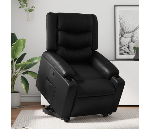 Sillón reclinable elevable cuero artificial negro