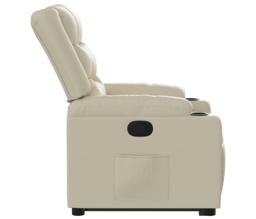 Sillón reclinable elevable cuero artificial color crema