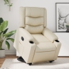 Sillón reclinable elevable cuero artificial color crema