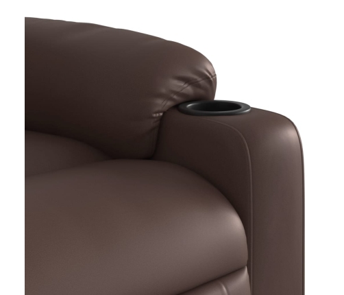 Sillón reclinable elevable cuero sintético marrón