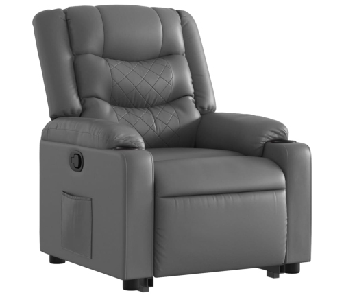 Sillón reclinable elevable cuero artificial gris