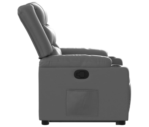 Sillón reclinable elevable cuero artificial gris