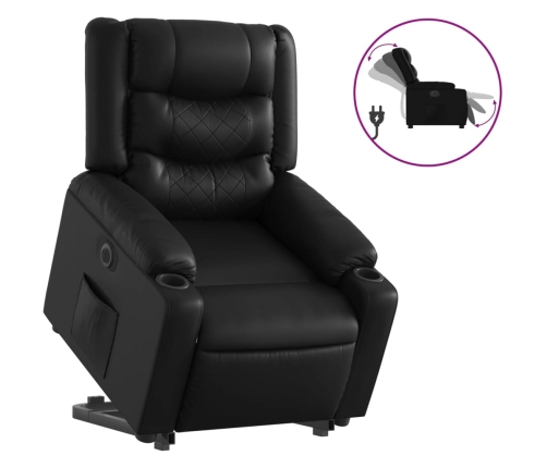 Sillón reclinable y elevable eléctrico cuero sintético negro