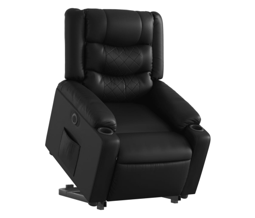 Sillón reclinable y elevable eléctrico cuero sintético negro