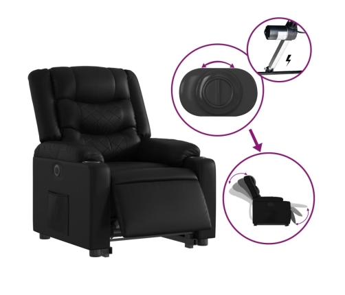 Sillón reclinable y elevable eléctrico cuero sintético negro