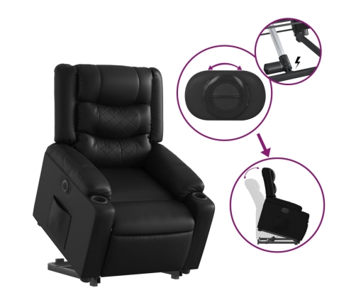 Sillón reclinable y elevable eléctrico cuero sintético negro