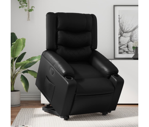 Sillón reclinable y elevable eléctrico cuero sintético negro