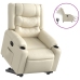 Sillón reclinable elevable eléctrico de cuero sintético crema