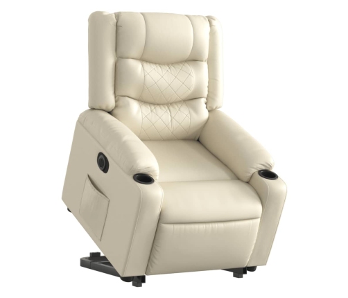 Sillón reclinable elevable eléctrico de cuero sintético crema