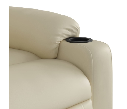 Sillón reclinable elevable eléctrico de cuero sintético crema