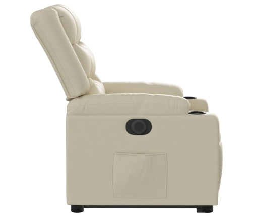 Sillón reclinable elevable eléctrico de cuero sintético crema