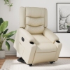 Sillón reclinable elevable eléctrico de cuero sintético crema