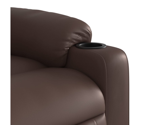 Sillón reclinable elevable eléctrico de cuero sintético marrón