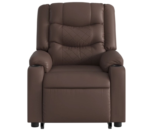 Sillón reclinable elevable eléctrico de cuero sintético marrón