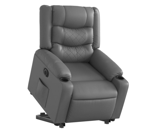 Sillón reclinable elevable eléctrico de cuero sintético gris