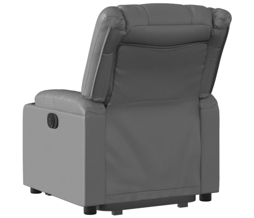 Sillón reclinable elevable eléctrico de cuero sintético gris