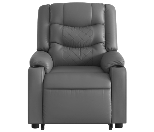 Sillón reclinable elevable eléctrico de cuero sintético gris