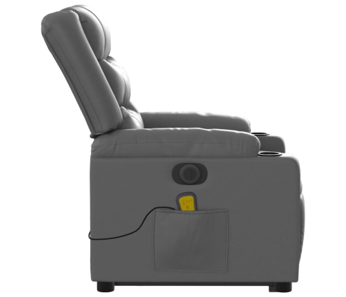 Sillón de masaje elevable eléctrico cuero sintético gris