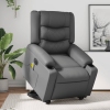 Sillón de masaje elevable eléctrico cuero sintético gris