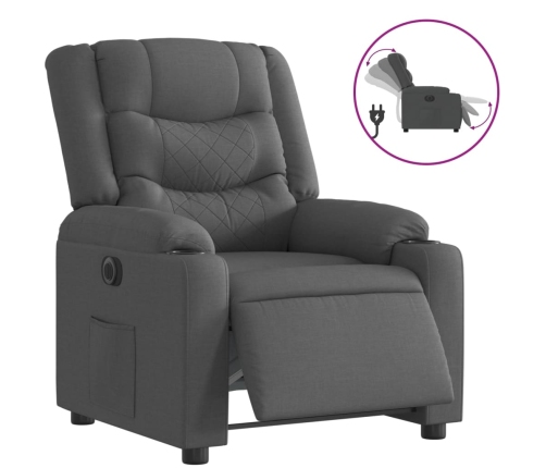 Sillón reclinable eléctrico de tela gris oscuro