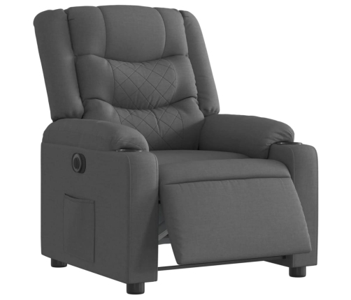 Sillón reclinable eléctrico de tela gris oscuro