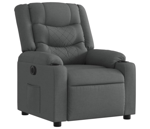 Sillón reclinable eléctrico de tela gris oscuro