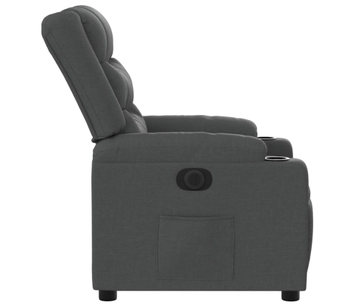 Sillón reclinable eléctrico de tela gris oscuro