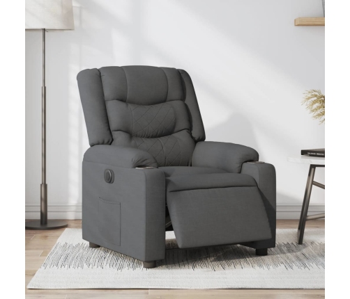 Sillón reclinable eléctrico de tela gris oscuro