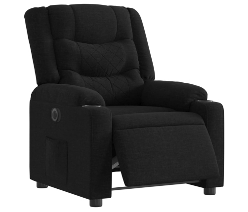 Sillón reclinable eléctrico de tela negro