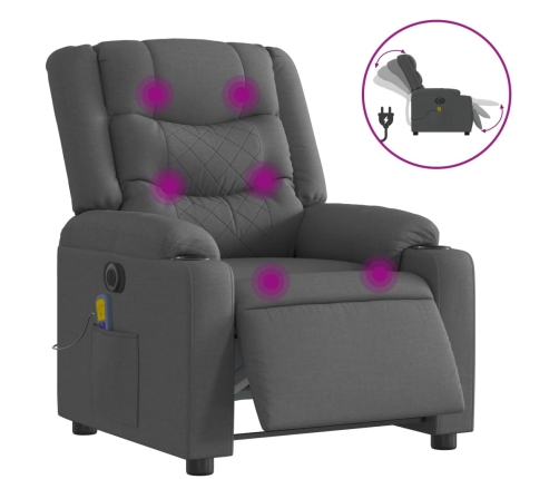 Sillón reclinable de masaje eléctrico tela gris oscuro