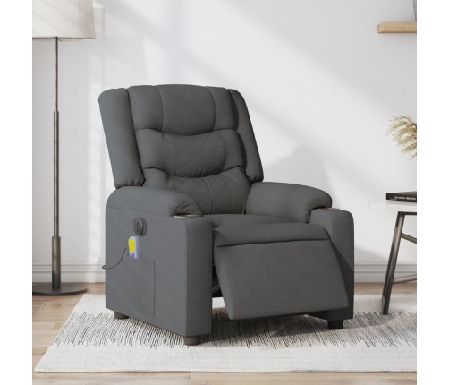 Sillón reclinable de masaje eléctrico tela gris oscuro