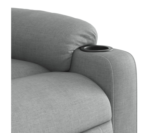 Sillón reclinable elevable de tela gris claro