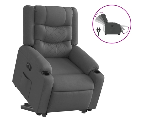 Sillón eléctrico reclinable elevable de tela gris oscuro