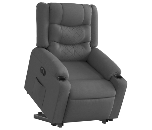 Sillón eléctrico reclinable elevable de tela gris oscuro