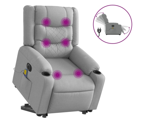 Sillón de masaje eléctrico reclinable elevable tela gris claro