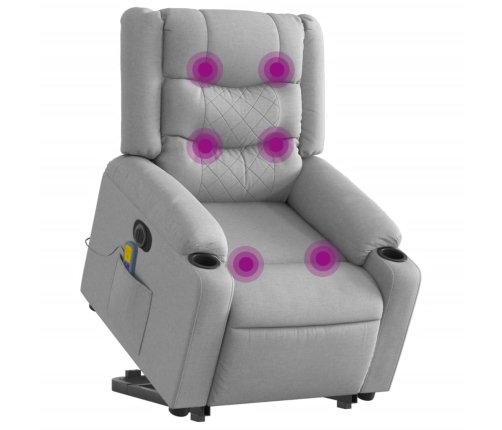 Sillón de masaje eléctrico reclinable elevable tela gris claro