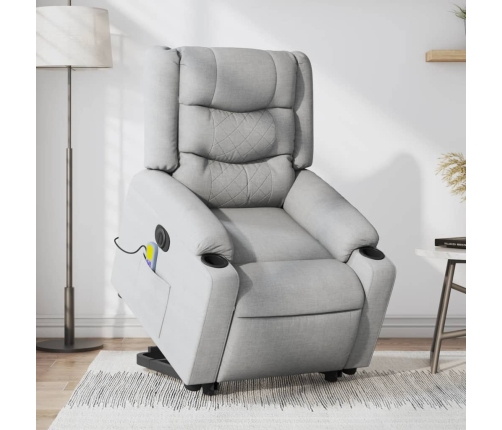 Sillón de masaje eléctrico reclinable elevable tela gris claro