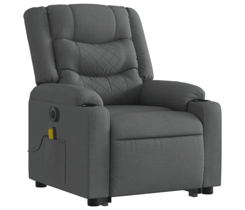 Sillón de masaje eléctrico reclinable elevable tela gris oscuro