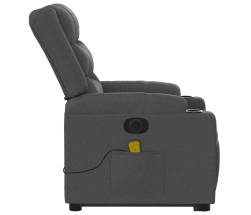 Sillón de masaje eléctrico reclinable elevable tela gris oscuro